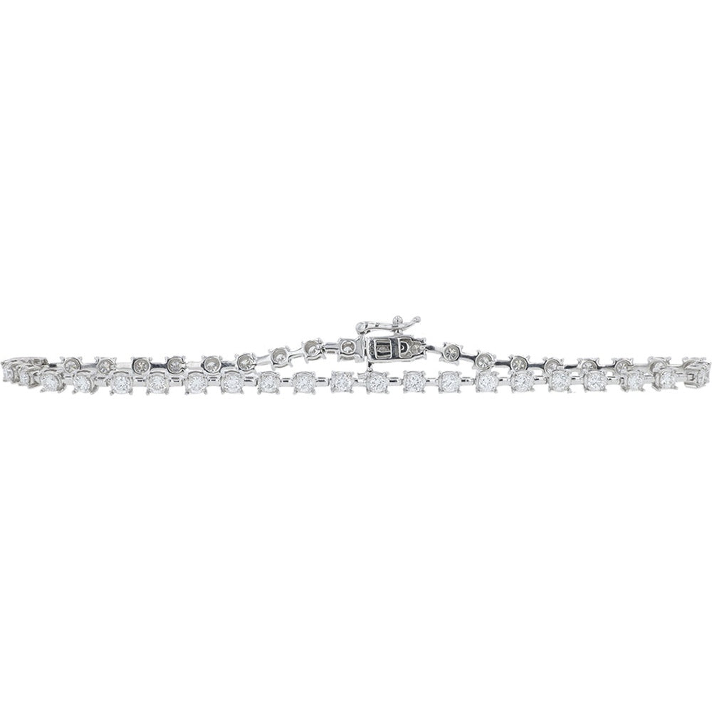 14K White Gold Tennis Bracelet with 4-Prong Set Round Lab Grown Diamonds - 1.50 Carat Total Diamond Weight