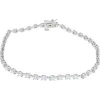 14K White Gold Tennis Bracelet with 4-Prong Set Round Lab Grown Diamonds - 1.50 Carat Total Diamond Weight