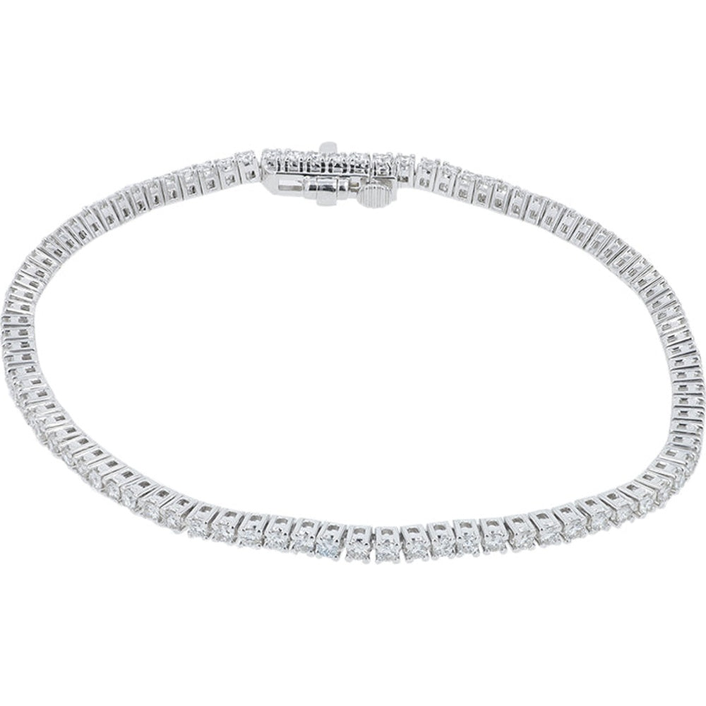 14K White Gold Tennis Bracelet with 4-Prong Set Round Lab Grown Diamonds - 1.50 Carat Total Diamond Weight