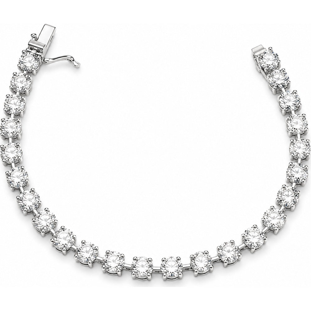 14K White Gold Tennis Bracelet with 4-Prong Set Round Lab Grown Diamonds - 13.64 Carat Total Diamond Weight by Auriventus