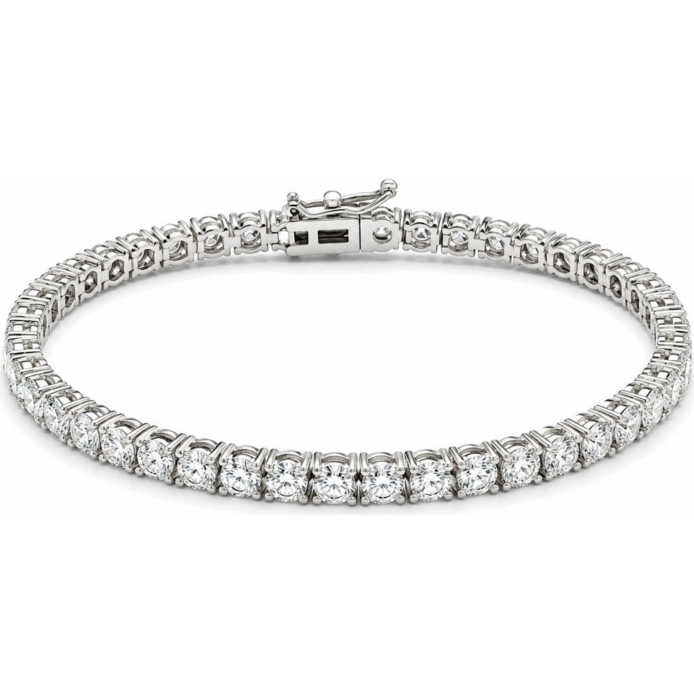 14K White Gold Tennis Bracelet with 4-Prong Set Round Lab-Grown Diamonds - 14.32 Carat Total Diamond Weight by Auriventus