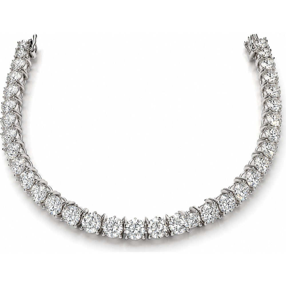 14K White Gold Tennis Bracelet with 4-Prong Set Round Lab Grown Diamonds - 17.53 Carat Total Diamond Weight by Auriventus