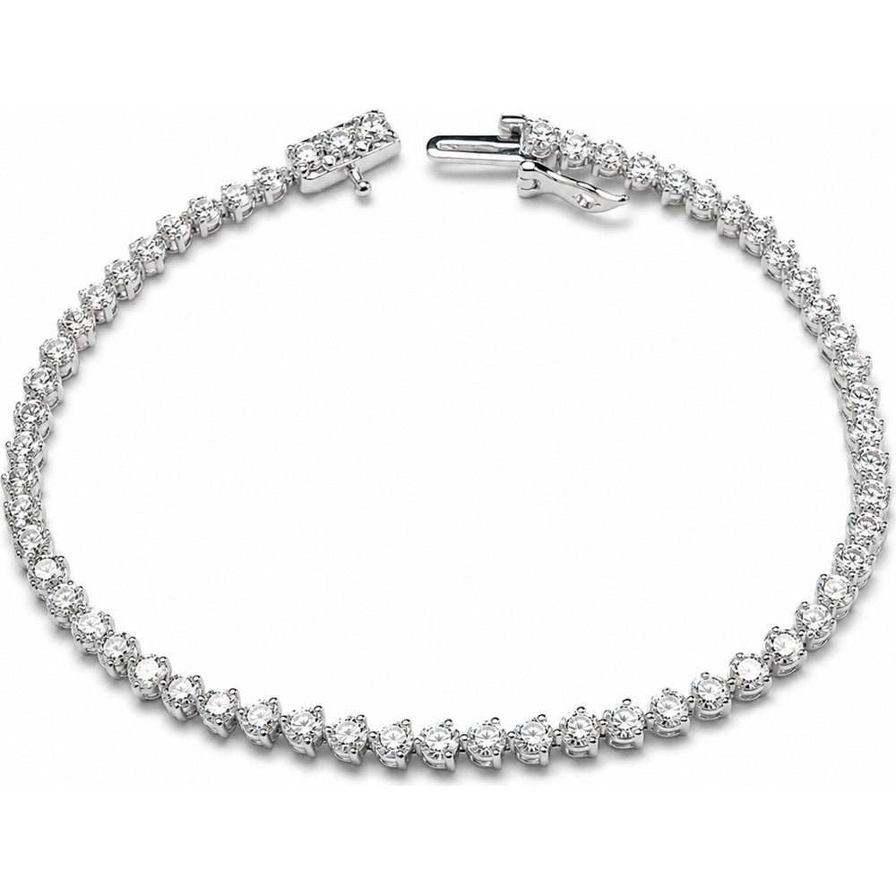 14K White Gold Tennis Bracelet with 4-Prong Set Round Lab Grown Diamonds - 3.94 Carat Total Diamond Weight by Auriventus