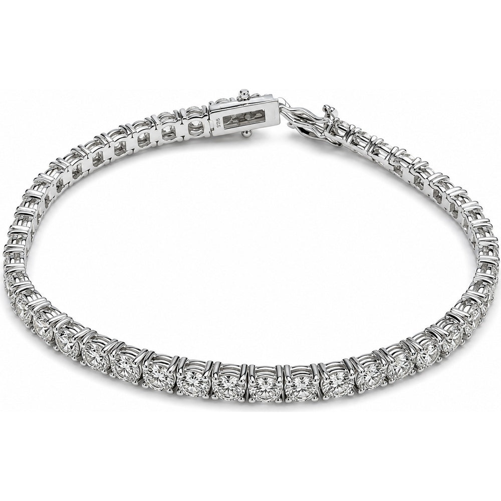 14K White Gold Tennis Bracelet with 4-Prong Set Round Lab Grown Diamonds - 4.53 Carat Total Diamond Weight by Auriventus