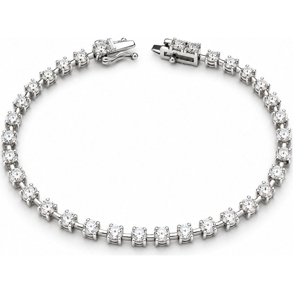 14K White Gold Tennis Bracelet with 4-Prong Set Round Lab-Grown Diamonds - 4.80 Carat Total Diamond Weight by Auriventus