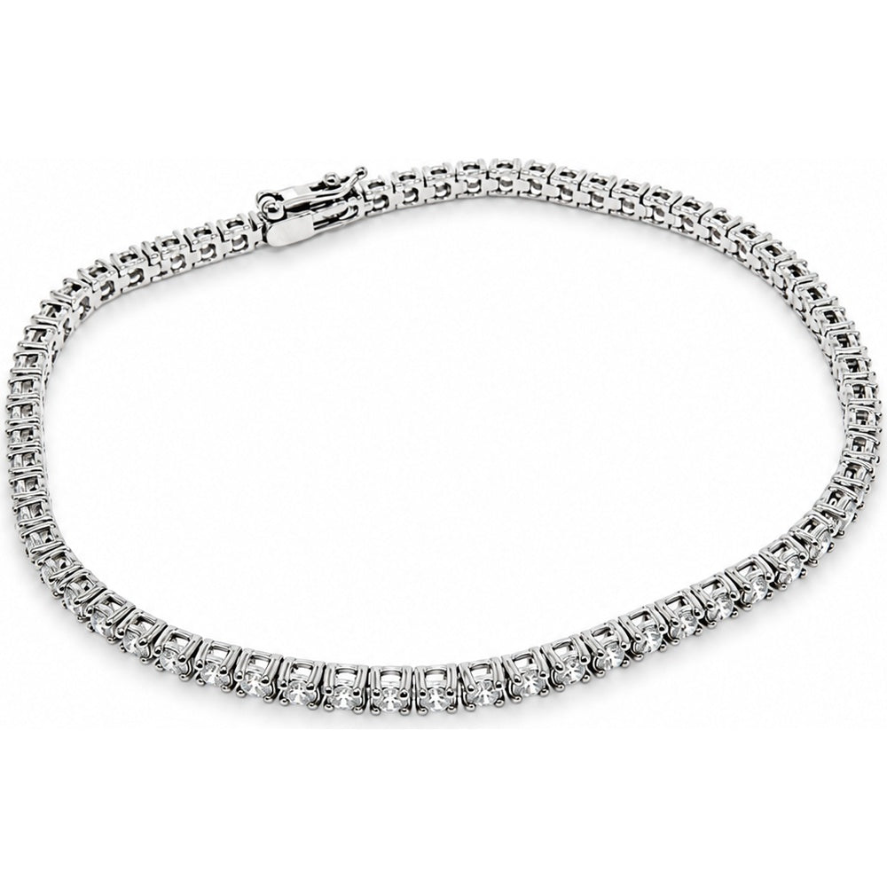 14K White Gold Tennis Bracelet with 4-Prong Set Round Lab-Grown Diamonds - 5.76 Carat Total Diamond Weight by Auriventus