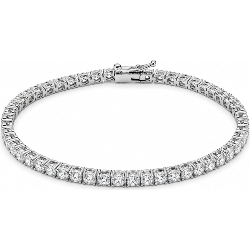 14K White Gold Tennis Bracelet with 4-Prong Set Round Lab-Grown Diamonds - 6.28 Carat Total Diamond Weight by Auriventus