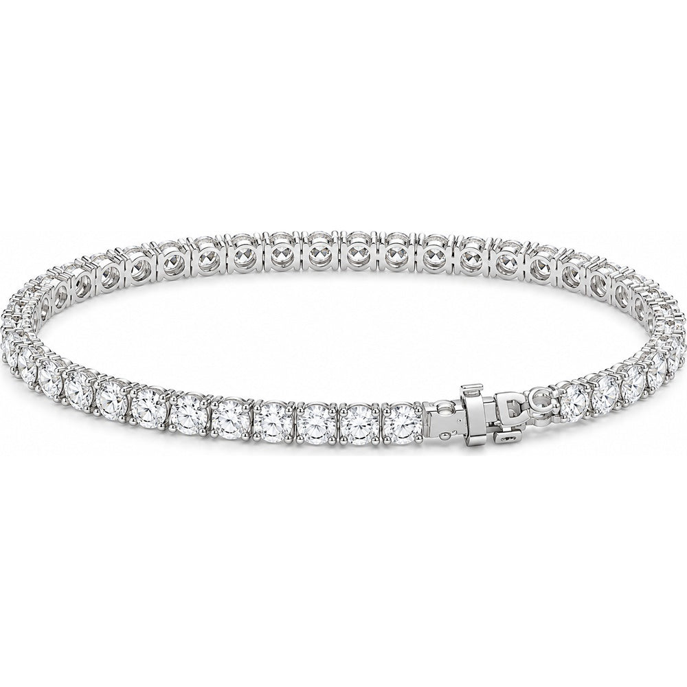 14K White Gold Tennis Bracelet with 4-Prong Set Round Lab-Grown Diamonds - 6.70 Carat Total Diamond Weight by Auriventus