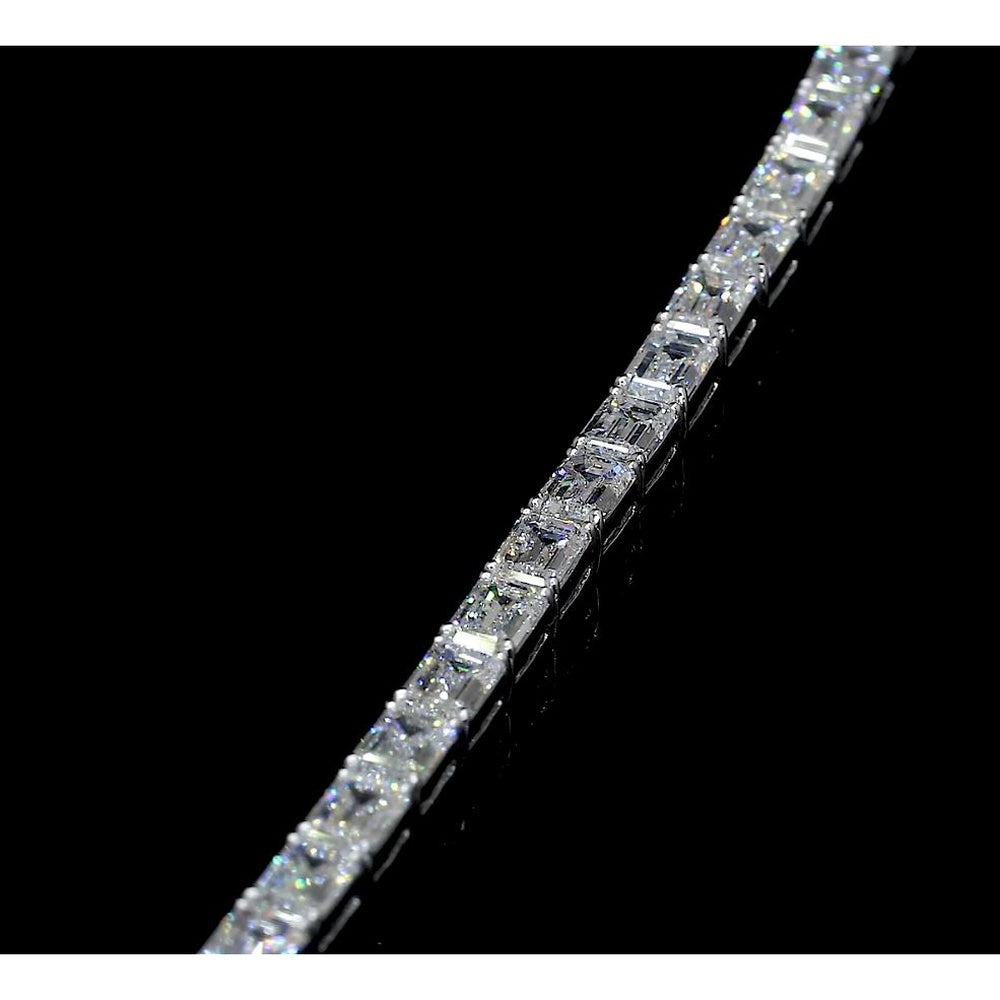 14K White Gold Tennis Bracelet with 40 North-South Emerald Cut Lab Diamonds - 8.35 Carat Total Weight, E-F VS2 - Covaloro Fine Jewelry