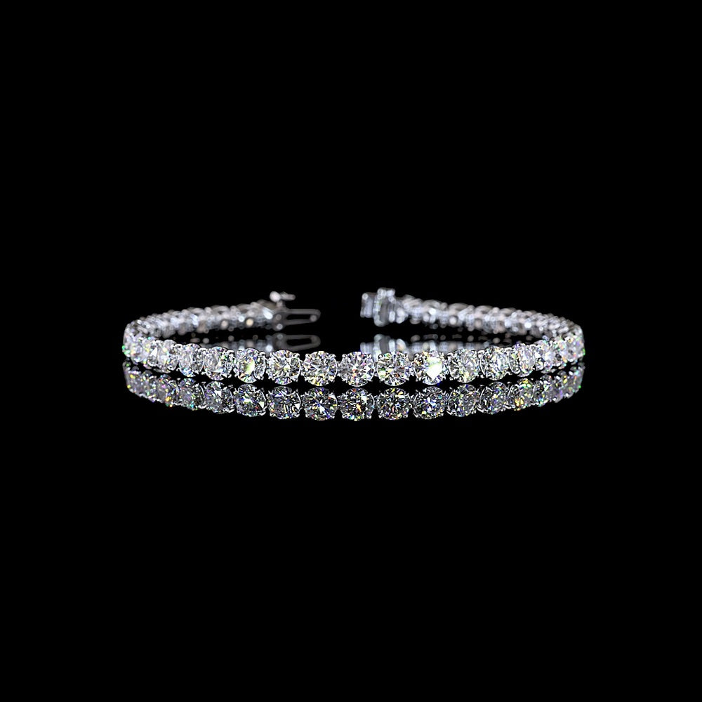 14K White Gold Tennis Bracelet with 40 Prong-Set Round Lab Diamonds - 12.11 Carat Total Weight, E-F Color, VS1 Clarity - Covaloro Fine Jewelry