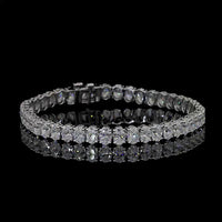 14K White Gold Tennis Bracelet with 44 Prong Set Oval Cut Lab Diamonds - 14.38 Carat Total Diamond Weight - Covaloro Fine Jewelry
