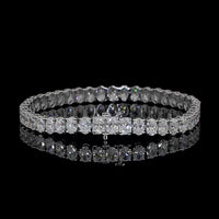 14K White Gold Tennis Bracelet with 44 Prong Set Oval Cut Lab Diamonds - 14.38 Carat Total Diamond Weight - Covaloro Fine Jewelry