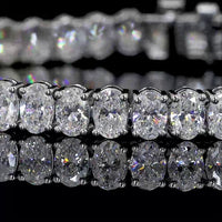 14K White Gold Tennis Bracelet with 44 Prong Set Oval Cut Lab Diamonds - 14.38 Carat Total Diamond Weight - Covaloro Fine Jewelry