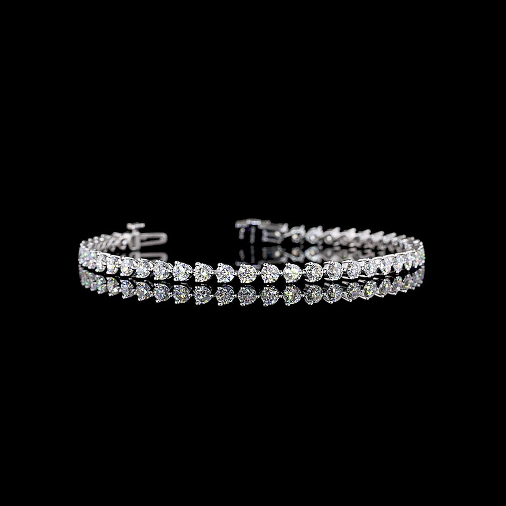 14K White Gold Tennis Bracelet with 45 Prong-Set Round Lab Diamonds - 4.69 Carats Total Diamond Weight - Covaloro Fine Jewelry