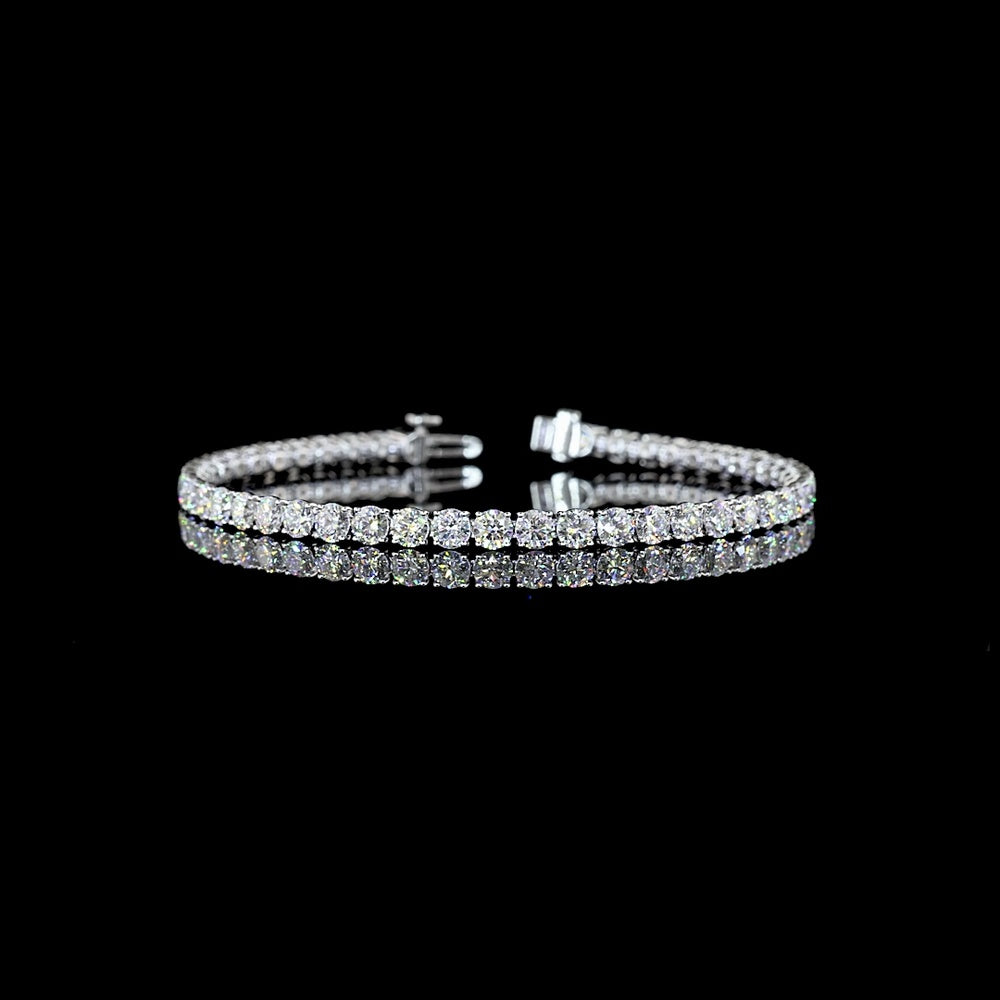 14K White Gold Tennis Bracelet with 48 Brilliant Cut Round Lab Diamonds - 8.32 Carat Total Weight, E-F Color VS1 Clarity - Covaloro Fine Jewelry