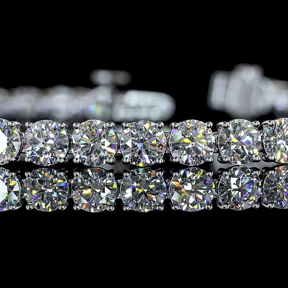 14K White Gold Tennis Bracelet with 48 Brilliant Cut Round Lab Diamonds - 8.32 Carat Total Weight, E-F Color VS1 Clarity - Covaloro Fine Jewelry