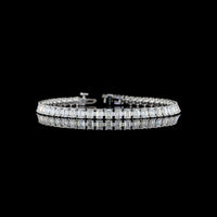 14K White Gold Tennis Bracelet with 49 North-South Prong Set Emerald Cut Lab Diamonds - 8.57 Carat Total Weight - Covaloro Fine Jewelry