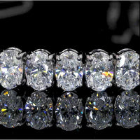 14K White Gold Tennis Bracelet with 49 Oval Cut Lab-Grown Diamonds - 10.49 Carat Total Weight, E-F Color VS2 Clarity - Covaloro Fine Jewelry