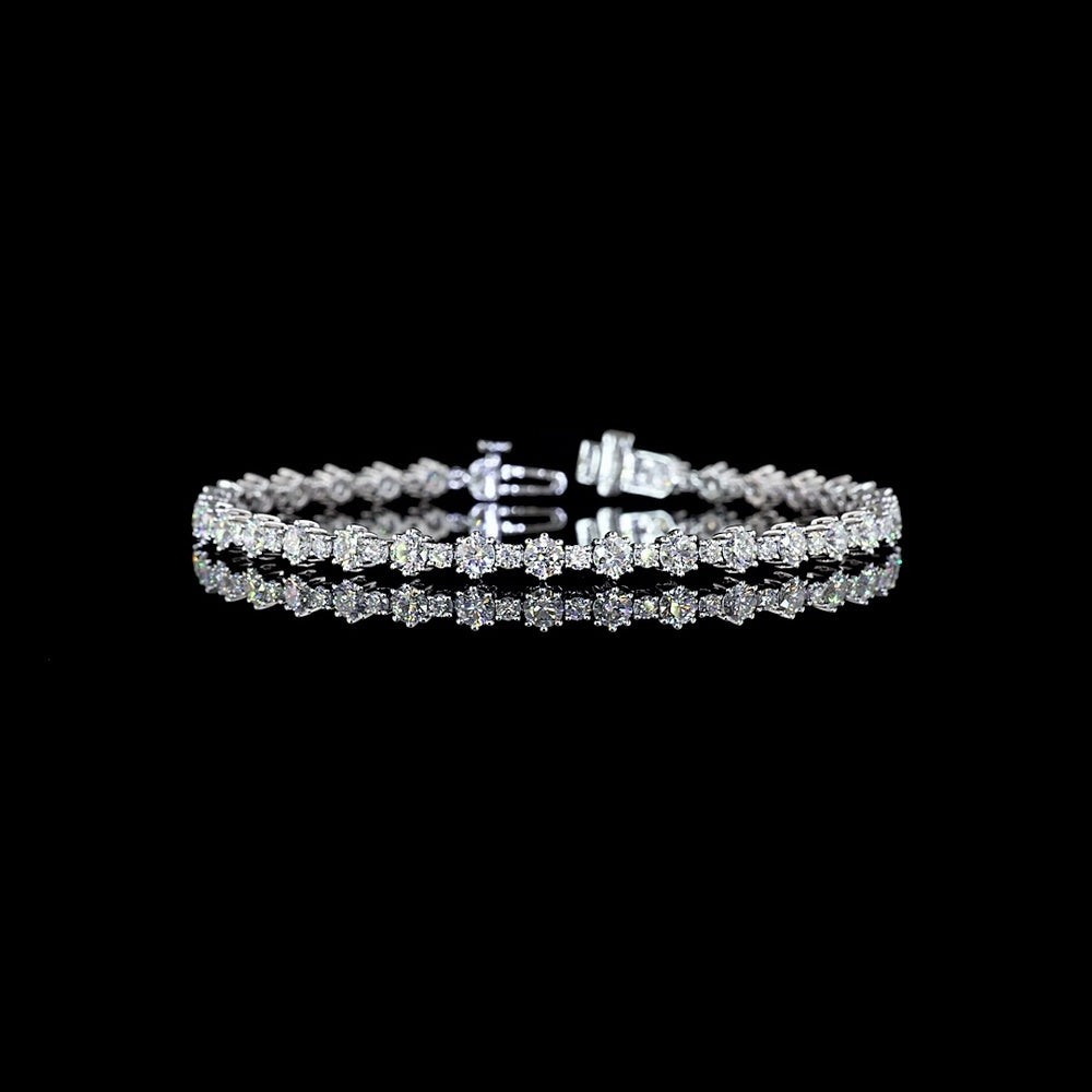 14K White Gold Tennis Bracelet with 5.01 Carats Total Weight Round Brilliant Cut Lab Diamonds - E-F Color & VS Clarity - 66 Stones in Prong Setting - Covaloro Fine Jewelry