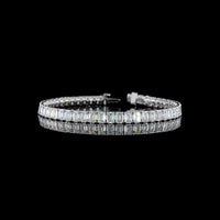 14K White Gold Tennis Bracelet with 51 Prong-Set Emerald Cut Lab Diamonds - 15.12 Carats Total Diamond Weight - Covaloro Fine Jewelry