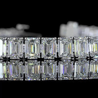 14K White Gold Tennis Bracelet with 51 Prong-Set Emerald Cut Lab Diamonds - 15.12 Carats Total Diamond Weight - Covaloro Fine Jewelry