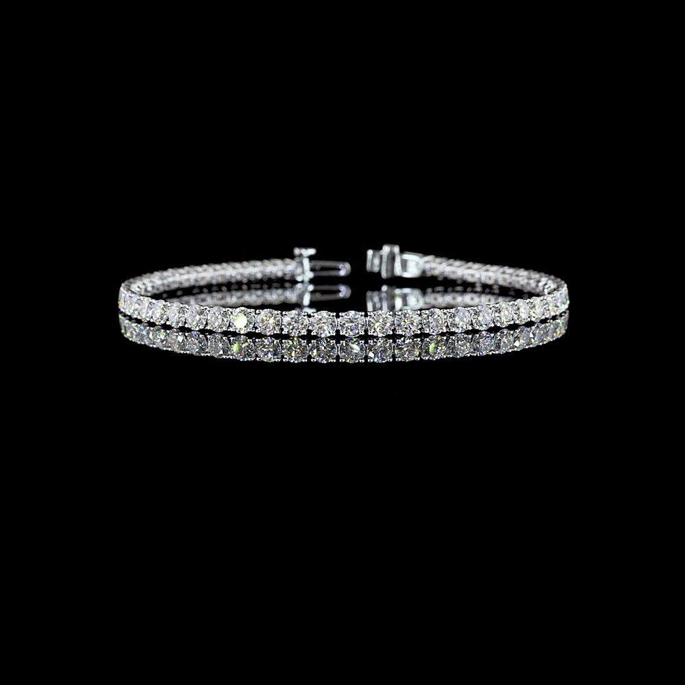 14K White Gold Tennis Bracelet with 51 Prong Set Round Lab Diamonds - 7.42 Carat Total Diamond Weight E-F VS2 - Covaloro Fine Jewelry