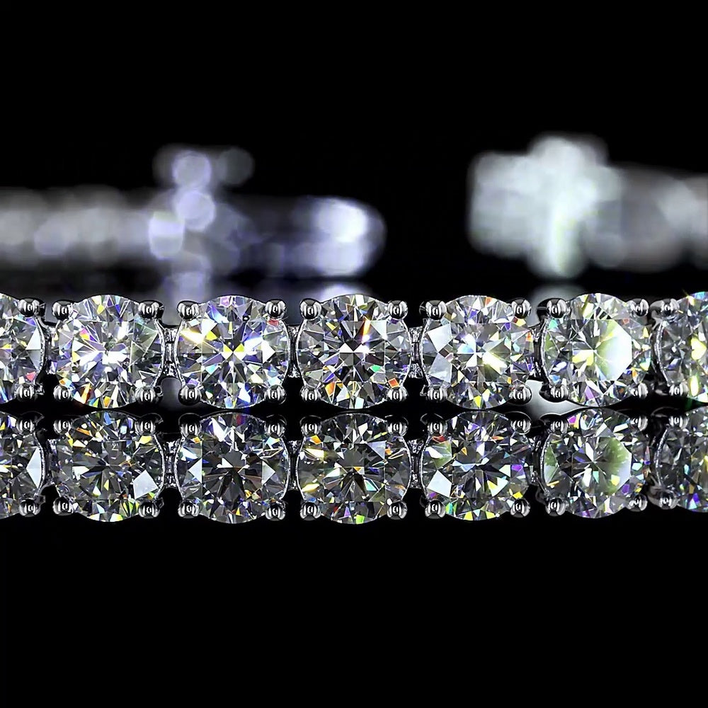 14K White Gold Tennis Bracelet with 51 Prong Set Round Lab Diamonds - 7.42 Carat Total Diamond Weight E-F VS2 - Covaloro Fine Jewelry