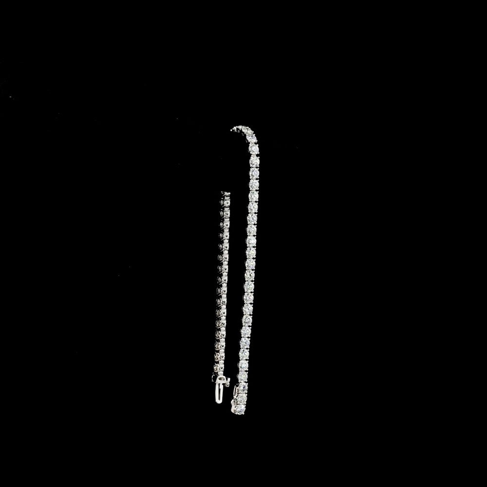14K White Gold Tennis Bracelet with 51 Prong Set Round Lab Diamonds - 7.42 Carat Total Diamond Weight E-F VS2 - Covaloro Fine Jewelry