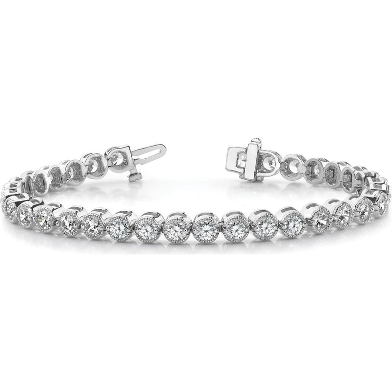 14K White Gold Tennis Bracelet with 52 Round Diamonds - 3.06 Carat Total Diamond Weight by Monteluci Fine Jewelry