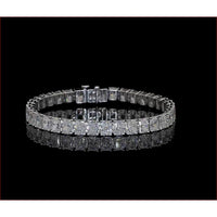 14K White Gold Tennis Bracelet with 53 Radiant Cut Lab Diamonds in Prong Setting - 11.44 Carat Total Weight - Covaloro Fine Jewelry