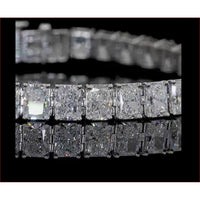 14K White Gold Tennis Bracelet with 53 Radiant Cut Lab Diamonds in Prong Setting - 11.44 Carat Total Weight - Covaloro Fine Jewelry