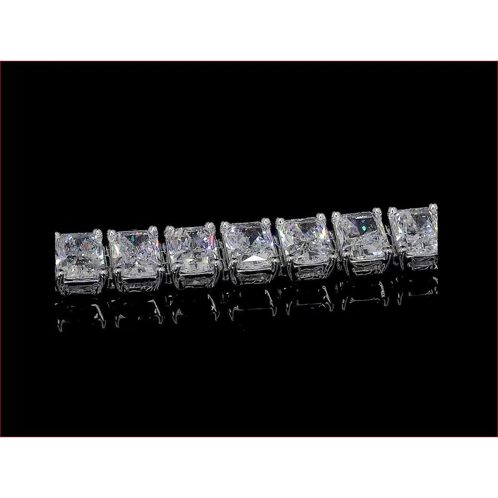 14K White Gold Tennis Bracelet with 53 Radiant Cut Lab Diamonds in Prong Setting - 11.44 Carat Total Weight - Covaloro Fine Jewelry