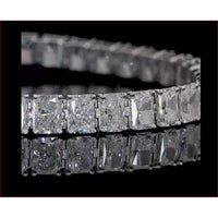 14K White Gold Tennis Bracelet with 53 Radiant Cut Lab Diamonds in Prong Setting - 11.44 Carat Total Weight - Covaloro Fine Jewelry