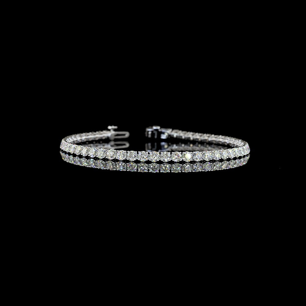 14K White Gold Tennis Bracelet with 54 Round Brilliant Cut Natural Diamonds - 6.88 Carats Total Diamond Weight - Covaloro Fine Jewelry