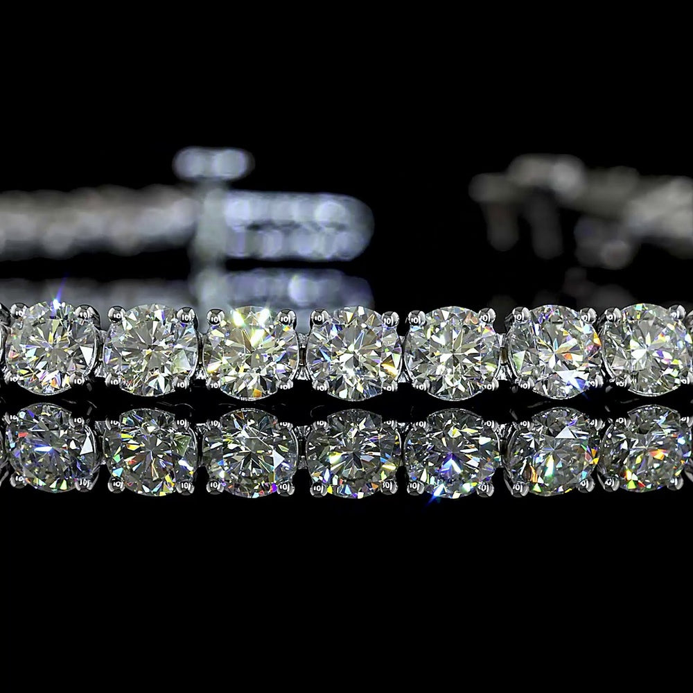 14K White Gold Tennis Bracelet with 54 Round Brilliant Cut Natural Diamonds - 6.88 Carats Total Diamond Weight - Covaloro Fine Jewelry