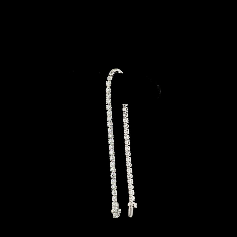 14K White Gold Tennis Bracelet with 54 Round Brilliant Cut Natural Diamonds - 6.88 Carats Total Diamond Weight - Covaloro Fine Jewelry