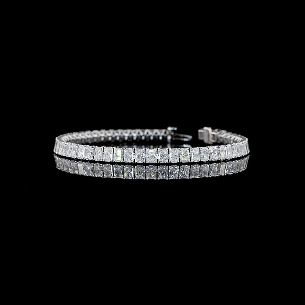 14K White Gold Tennis Bracelet with 55 North-South Set Radiant Cut Lab Diamonds - 11.35 Carats Total Diamond Weight - Covaloro Fine Jewelry