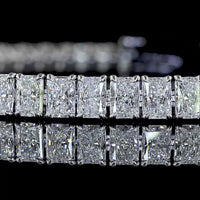 14K White Gold Tennis Bracelet with 55 North-South Set Radiant Cut Lab Diamonds - 11.35 Carats Total Diamond Weight - Covaloro Fine Jewelry