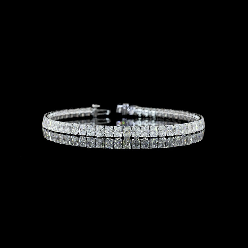 14K White Gold Tennis Bracelet with 57 Prong Set Radiant Cut Lab Diamonds - 10.34 Total Carat Weight E-F VS - Covaloro Fine Jewelry