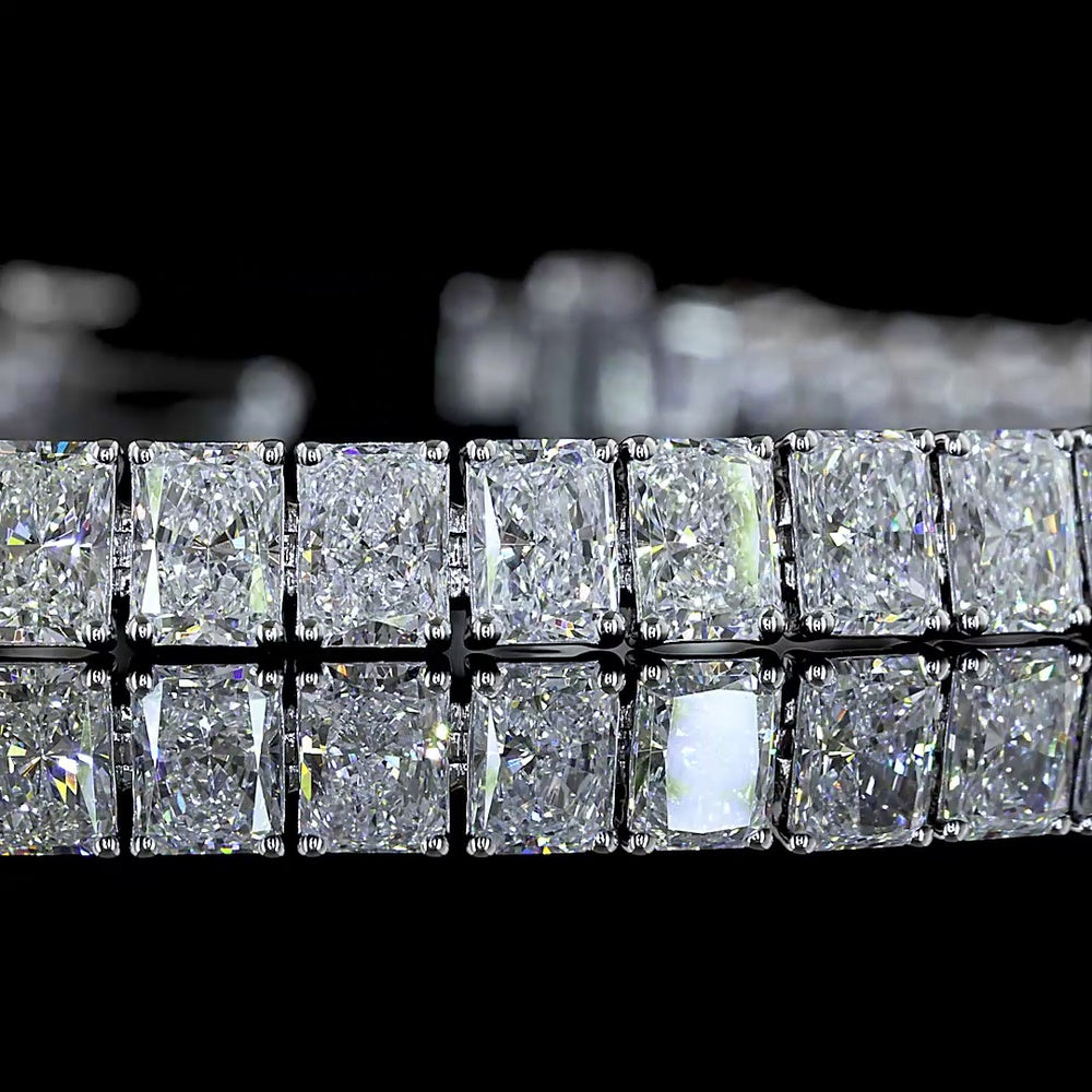 14K White Gold Tennis Bracelet with 57 Prong Set Radiant Cut Lab Diamonds - 10.34 Total Carat Weight E-F VS - Covaloro Fine Jewelry