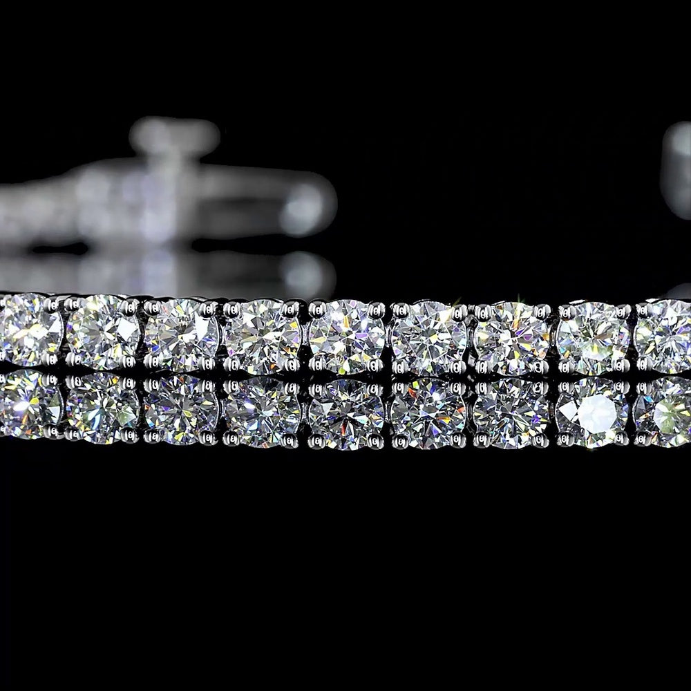 14K White Gold Tennis Bracelet with 67 Prong-Set Round Brilliant Cut Lab Diamonds - 3.11 Carats Total Weight, E-F Color VS2 Clarity - Covaloro Fine Jewelry