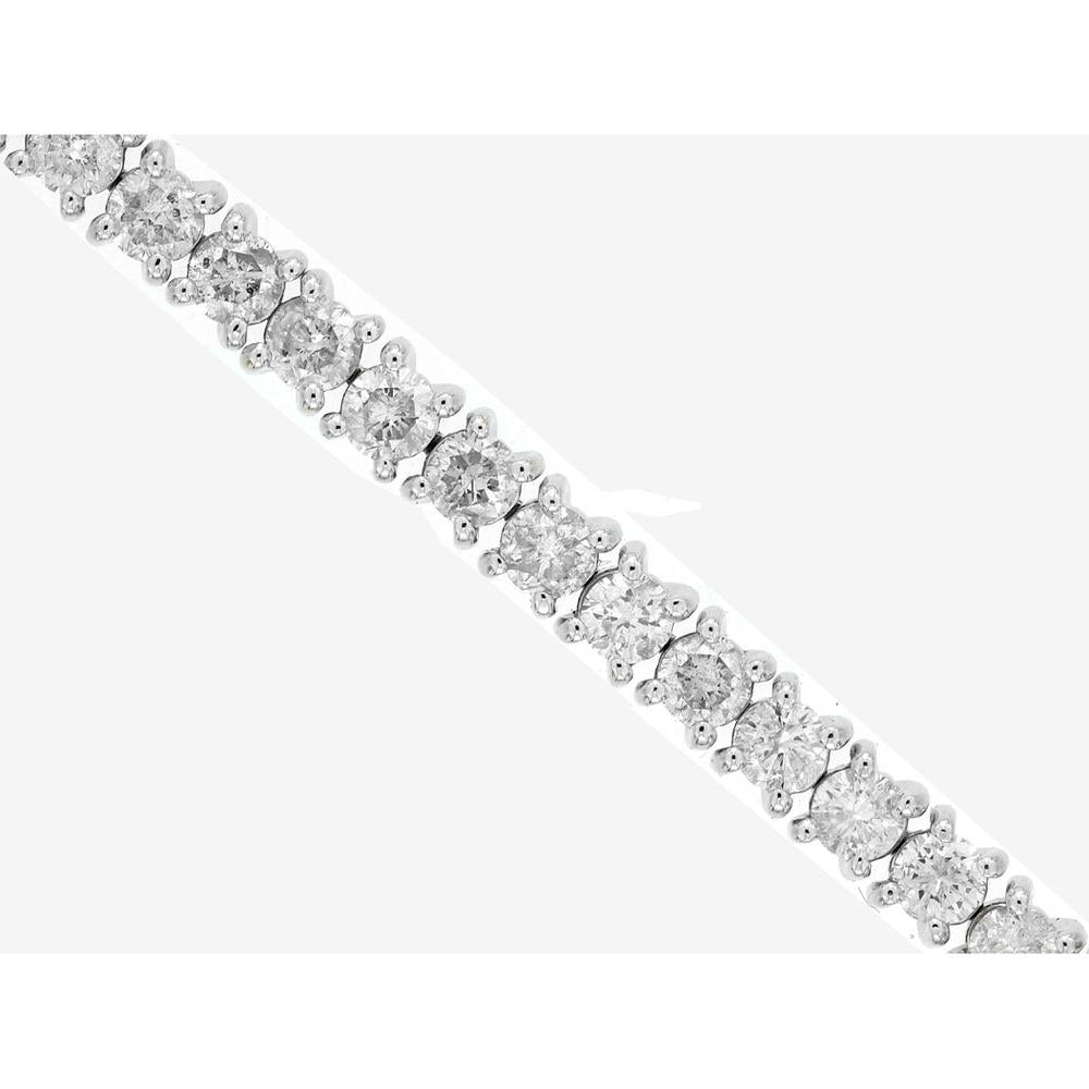 14K White Gold Tennis Bracelet with 7.00 Carat Round Brilliant Cut Diamonds in Classic Four-Prong Setting - Royal Jewelry