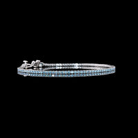 14K White Gold Tennis Bracelet with 95 Prong-Set Round Fancy Vivid Blue Lab Diamonds - 1.59 Carat Total Weight - Covaloro Fine Jewelry
