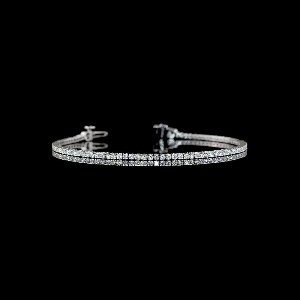 14K White Gold Tennis Bracelet with 98 Round Brilliant Cut Lab Diamonds - 1.53 Carat Total Weight, E-F Color VS1 Clarity - Covaloro Fine Jewelry