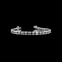 14K White Gold Tennis Bracelet with Alternating Baguette and Marquise Cut Lab Diamonds - 3.19 Carats Total Diamond Weight - Covaloro Fine Jewelry