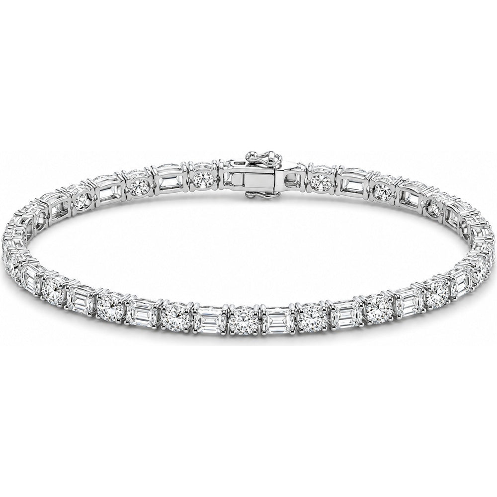 14K White Gold Tennis Bracelet with Alternating Baguette and Round Lab Grown Diamonds - 9.12 Carat Total Diamond Weight by Auriventus