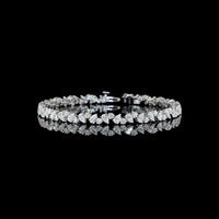 14K White Gold Tennis Bracelet with Alternating Pear-Shape and Round Lab-Grown Diamonds - 5.96 Carats Total Diamond Weight, E-F VS Clarity - Covaloro Fine Jewelry