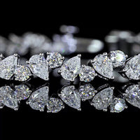 14K White Gold Tennis Bracelet with Alternating Pear-Shape and Round Lab-Grown Diamonds - 5.96 Carats Total Diamond Weight, E-F VS Clarity - Covaloro Fine Jewelry