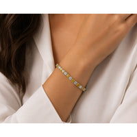 14K White Gold Tennis Bracelet with Alternating Princess Cut Yellow and White Lab Grown Diamonds - 20.46 Carat Total Diamond Weight by Auriventus
