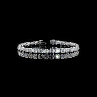 14K White Gold Tennis Bracelet with Bezel Set Asscher Cut Lab Diamonds - 10.67 Carat Total Weight, E-F Color, VS Clarity - Covaloro Fine Jewelry